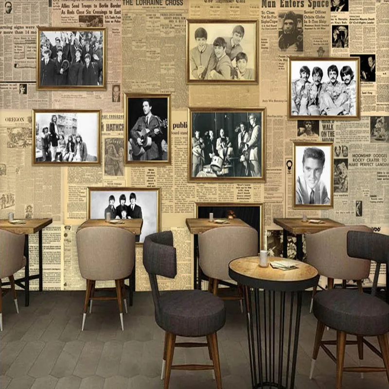 Us 11 46 30 Off Photo Wallpaper Europe The United States Retro Newspaper Mural Restaurant Bedroom Mural Band Bar Ktv Background Wallpaper In