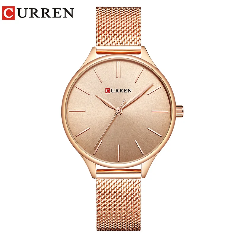 CURREN Top Brand Women Watches Dial Ladies Japanese Luxury Quartz Wristwatch Waterproof Full Steel Girl Clock Gift Reloj Mujer - Цвет: rose