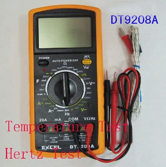Digital Multimeter Volt Amp Ohm Hz Tester 8Fuction EXCEL DT9208A