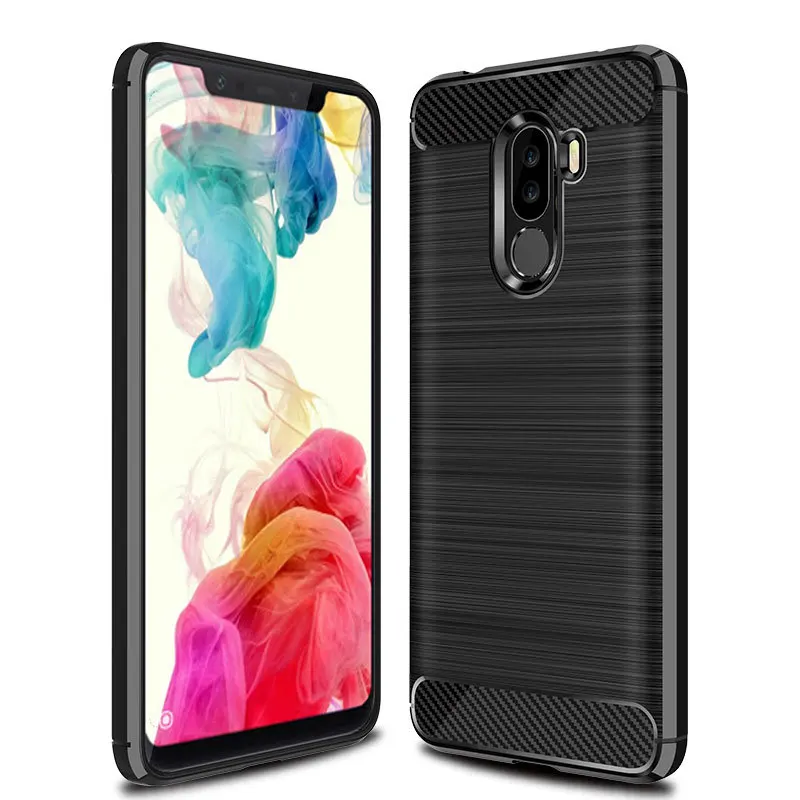 buy Etui for Xiaomi POCOPHONE F1 Case 6.18 #039; #039; Armor Carbon Fiber Silicone Cover For Xiaomi POCO Phone F1 Global Version Case Capinha