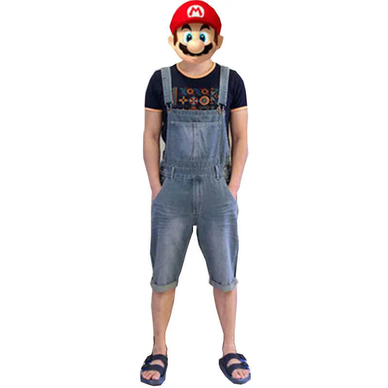 

Jeans For Mne Men's Denim Bibs Large Size Summer Jumpsuit pants Shorts Casual Knee Short Overalls Size XS-3XL 4XL 5XL