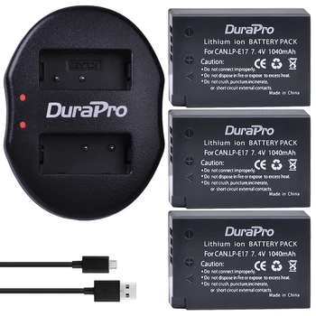 

DuraPro 3Pc LP-E17 LPE17 LP E17 1040mAh Battery + USB Dual Charger for canon EOS Rebel T6i 750D T6s 760D M3 800D 8000D Kiss X8i