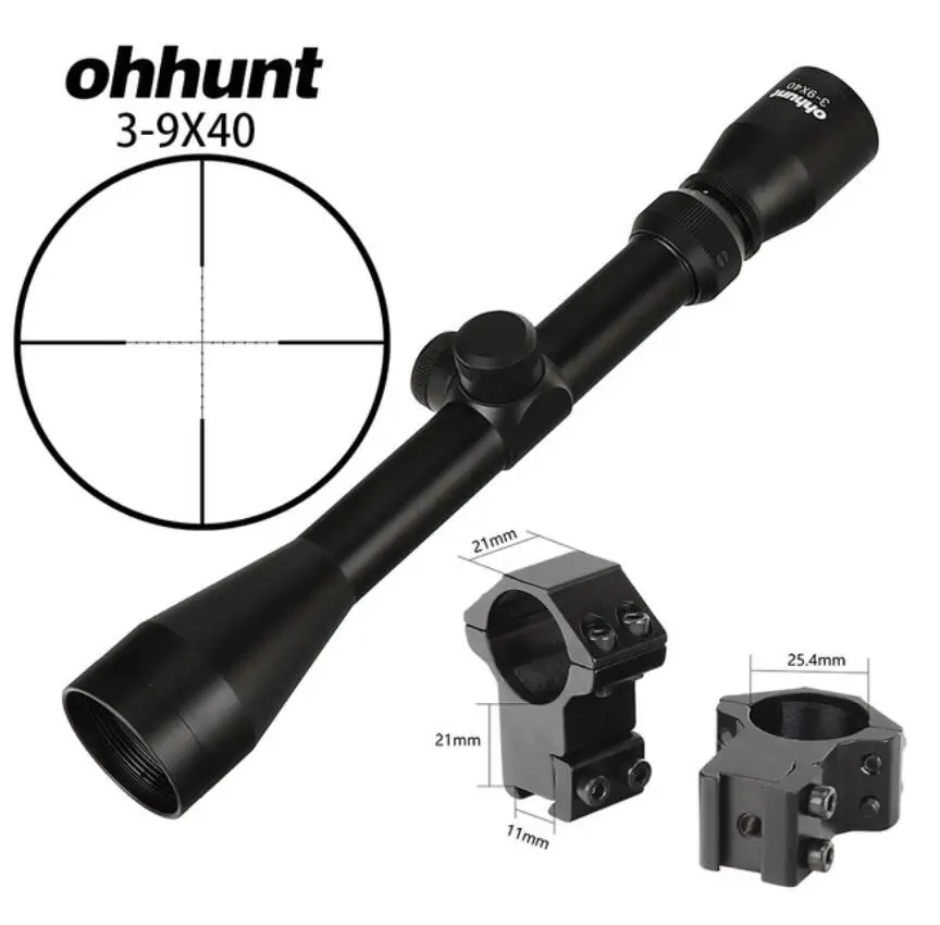 ohhunt 3-9X40 Hunting Optics Riflescopes Rangefinder or Mil Dot Reticle Crossbow Shooting Tactical Rifle Scope with Mount Rings - Цвет: with Dovetail ring3