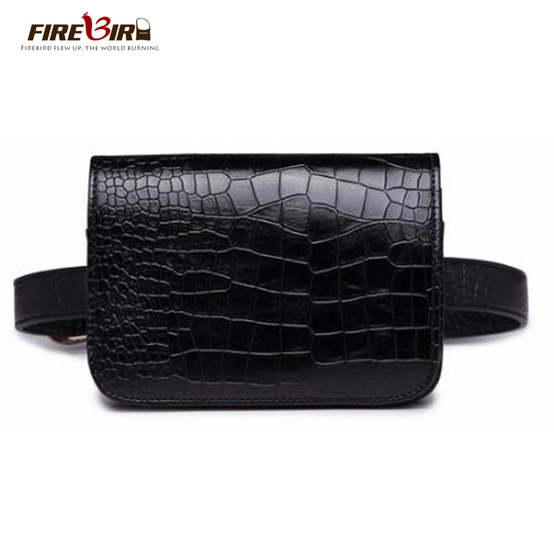 

Women's Waist Bag Black PU leather Alligator Fanny pack belt bag Purse phone pocket heuptas New Product Promotions Free Shipping