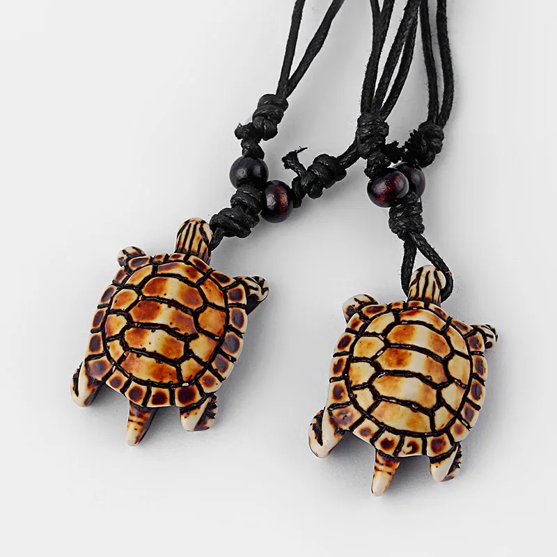 12 шт. этнический Племенной искусственный Як кости резьба Гавайская Морская Черепаха Серфер кулон ожерелье - Окраска металла: Brown Sea Turtle