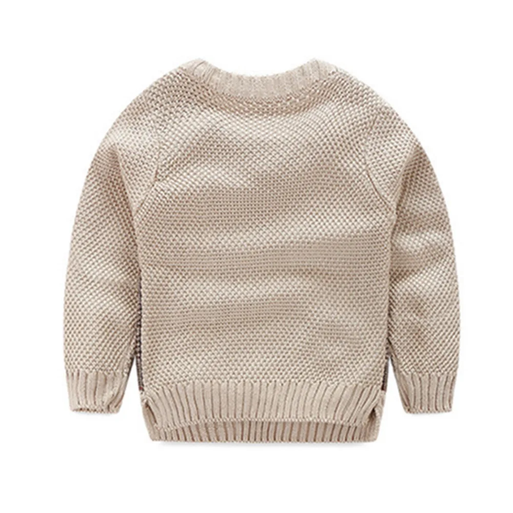 Милый Повседневный свитер для маленьких мальчиков вязаные свитера с круглым