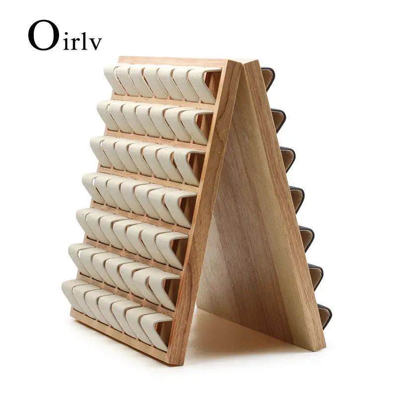 Oirlv 49 Grids Solid Wood Earrings Holder Jewelry Display Block Display Stand Tray (10)