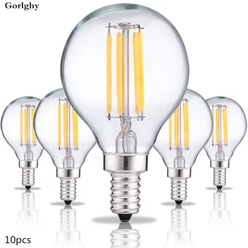 

10pcs/lot Led Filament Light G45 4W E14 E27 Edison Retro Lamp Vintage Led Bulb 220V LED Glass Ball Bulb