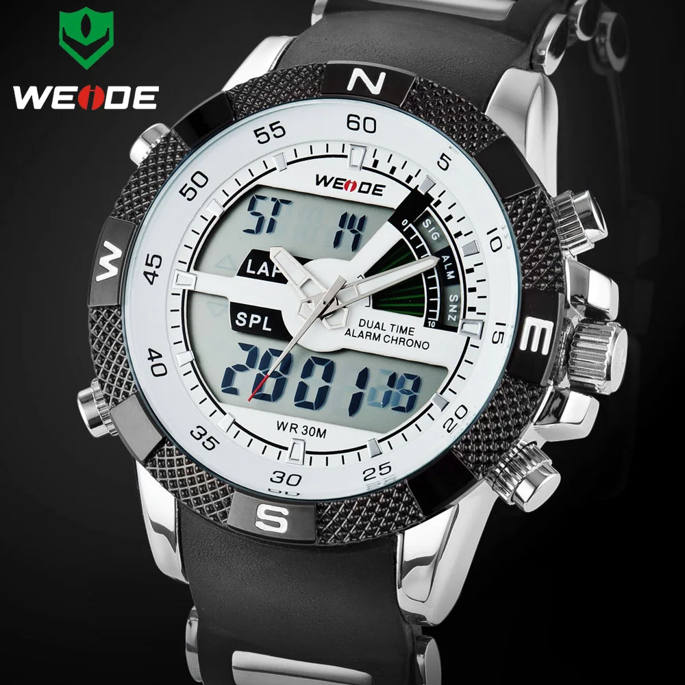 WEIDE мужские часы люксовый бренд спортивные кварцевые цифровые светодиодный