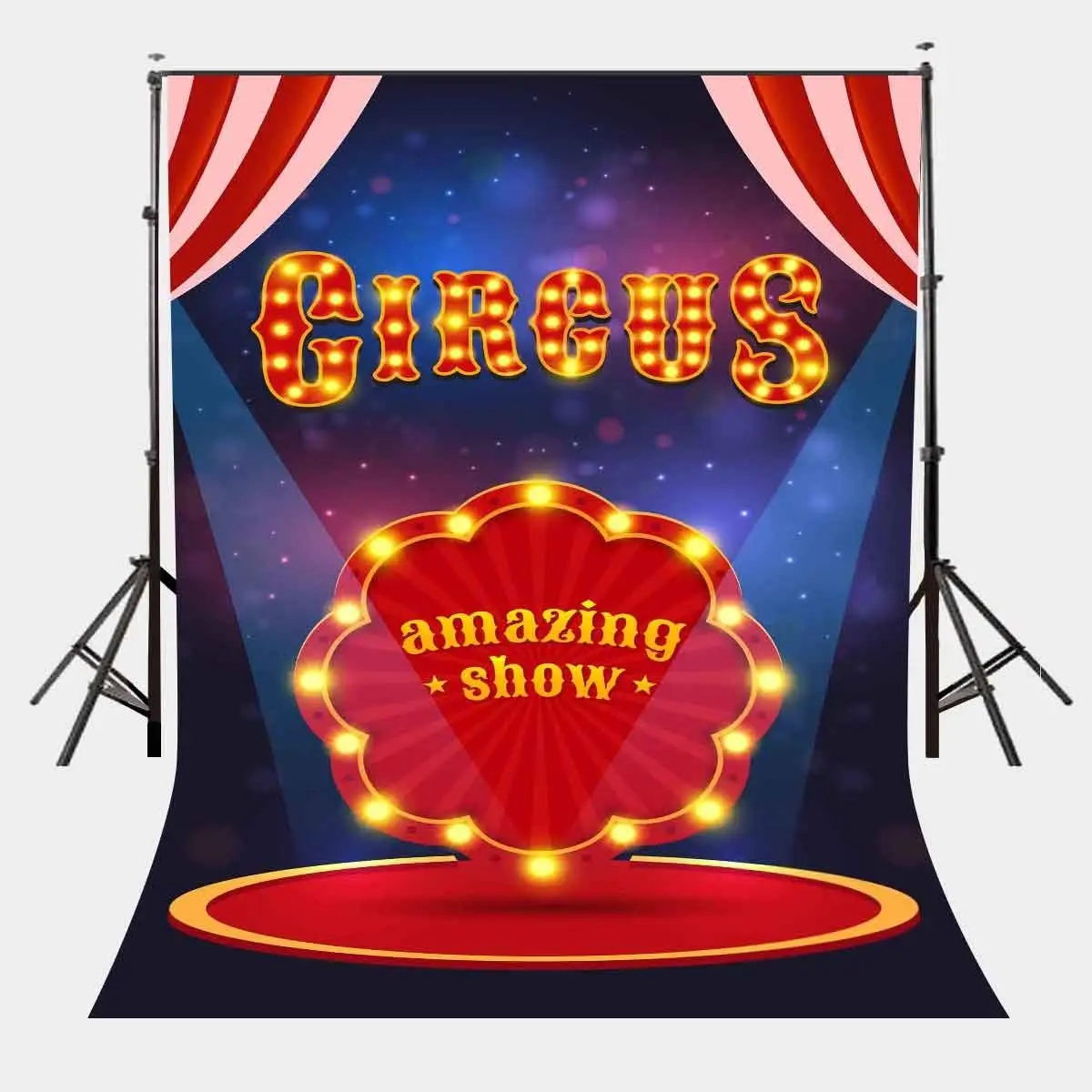 

5x7ft Circus Poster Backdrop Amazing Show Stage Spotlight Flash Photography Background