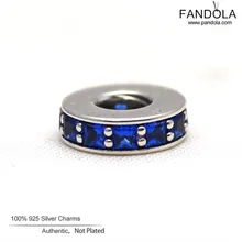 Стерлингового серебра 925 Шарм «вечность» Королевский Голубой Кристалл Резьба Шарм бусины для изготовления ювелирных изделий Подходит браслет шармы