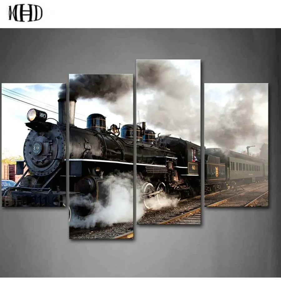 

Train Picture Full Square/Round Diamond Painting 5d diy Diamond Embroidered 3D Mosaic Rhinestone Sticker Set of 4 Pieces
