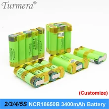 Батарея Turmera 18650 3400mah ncr18650b 12,6 v 16,8 v 21v батарея для отвертки батареи сварные полоски для пайки Подгоняемая батарея