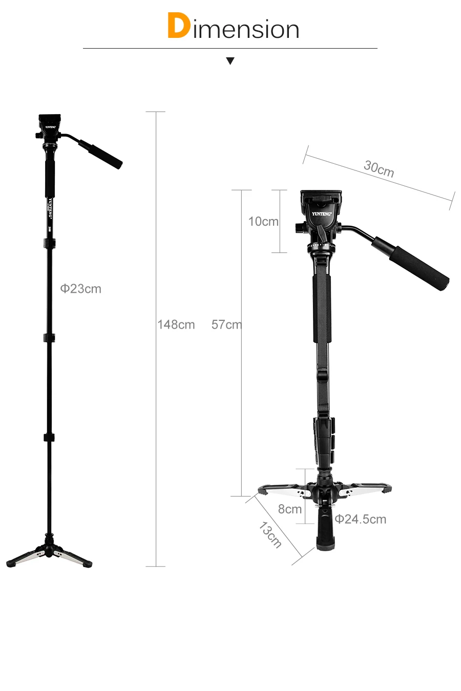 Yunteng VCT-288 монопод для камеры+ панорамная головка+ монопод держатель для Canon Nikon и всех DSLR с креплением 1/"