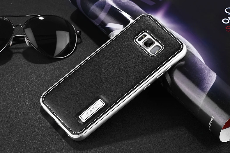 iMatch чехол для samsung Galaxy S8 S8 Plus Роскошный чехол из натуральной кожи для телефона s сумки Алюминиевый металлический бампер задняя крышка чехол