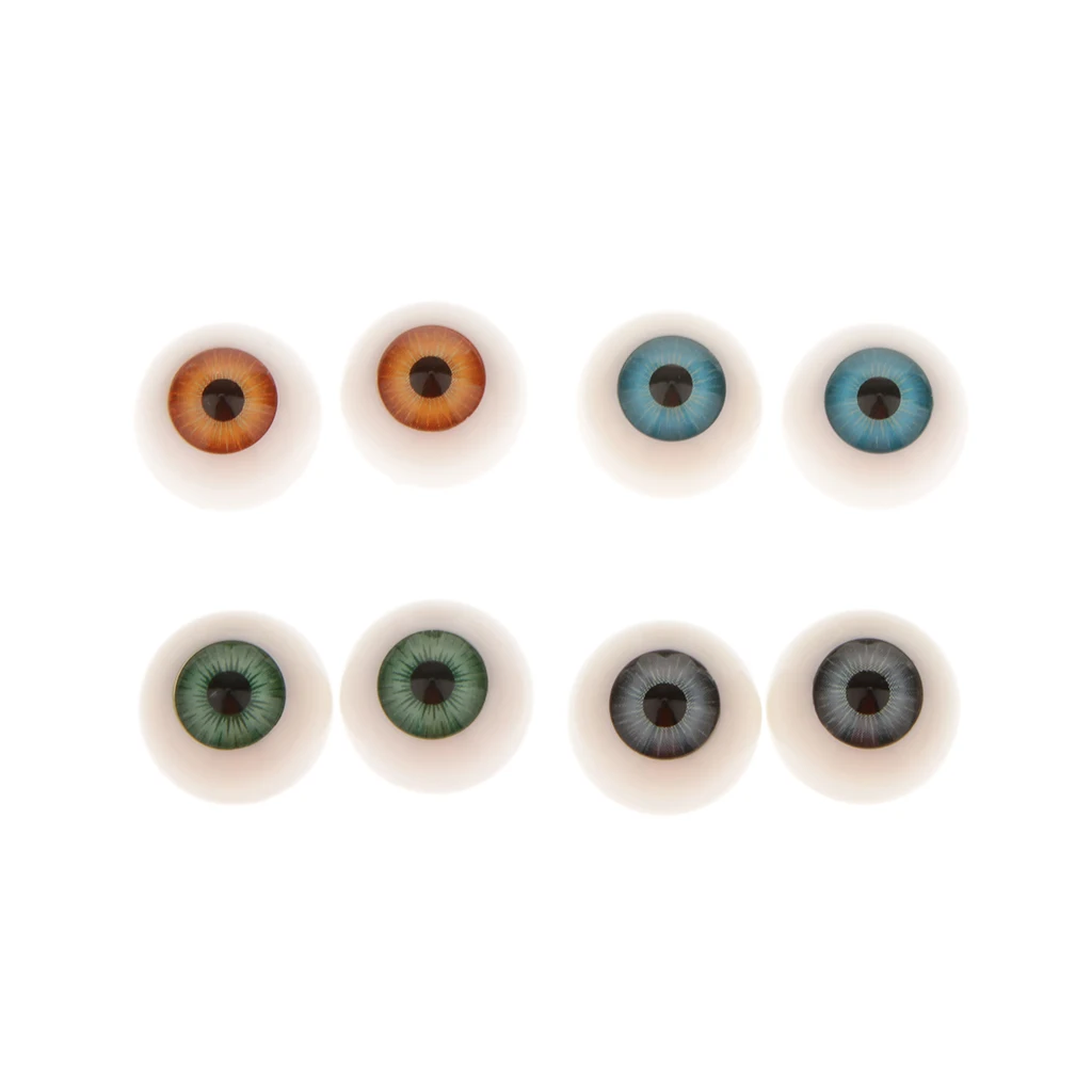8pcs Realistic Half Round Fake Eyes Eyeballs DIY Halloween Prop Horror Mask Doll Bear Animals Making Supplies 20mm