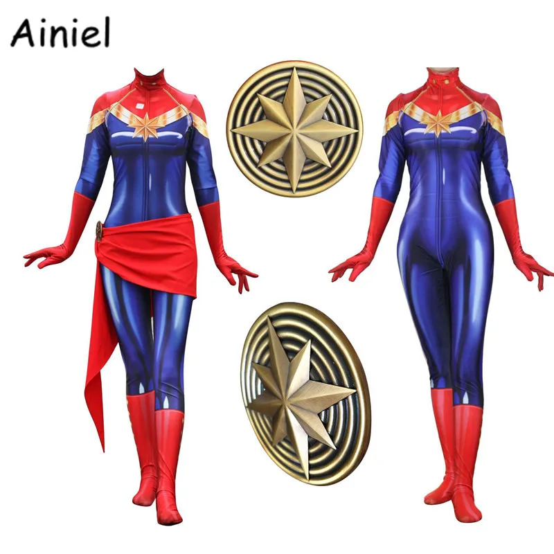 

Movie Anime Captain Marvel Carol Danvers Avengers Cosplay Costume Superhero Zentai Halloween Carnival Party For Adult Women Kids