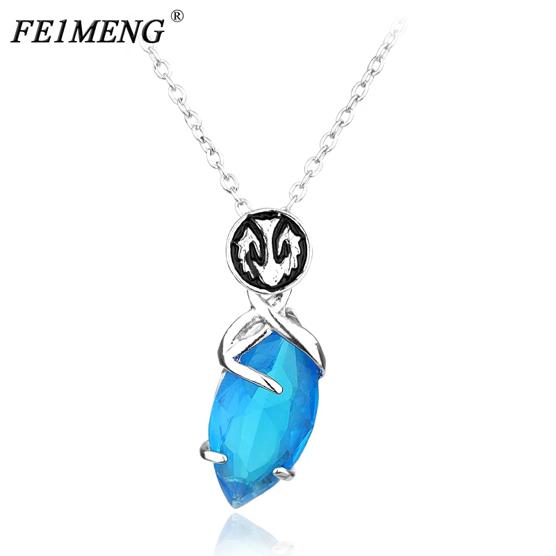 

Final Fantasy VII Yuna Blue Crystal Necklace Popular Game Cosplay Pendant Necklaces For Women Men statement jewelry Accessories