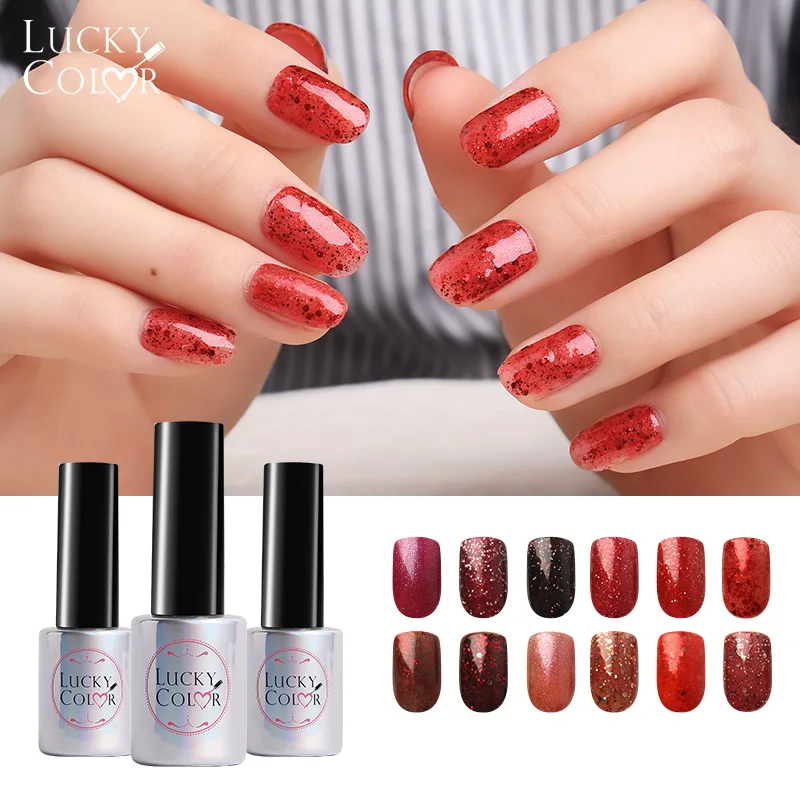 УФ-Гель-лак lucky color Diamond Red для дизайна ногтей, профессиональный светодиодный Гель-лак для замачивания, высокое качество, бутылка 10 мл