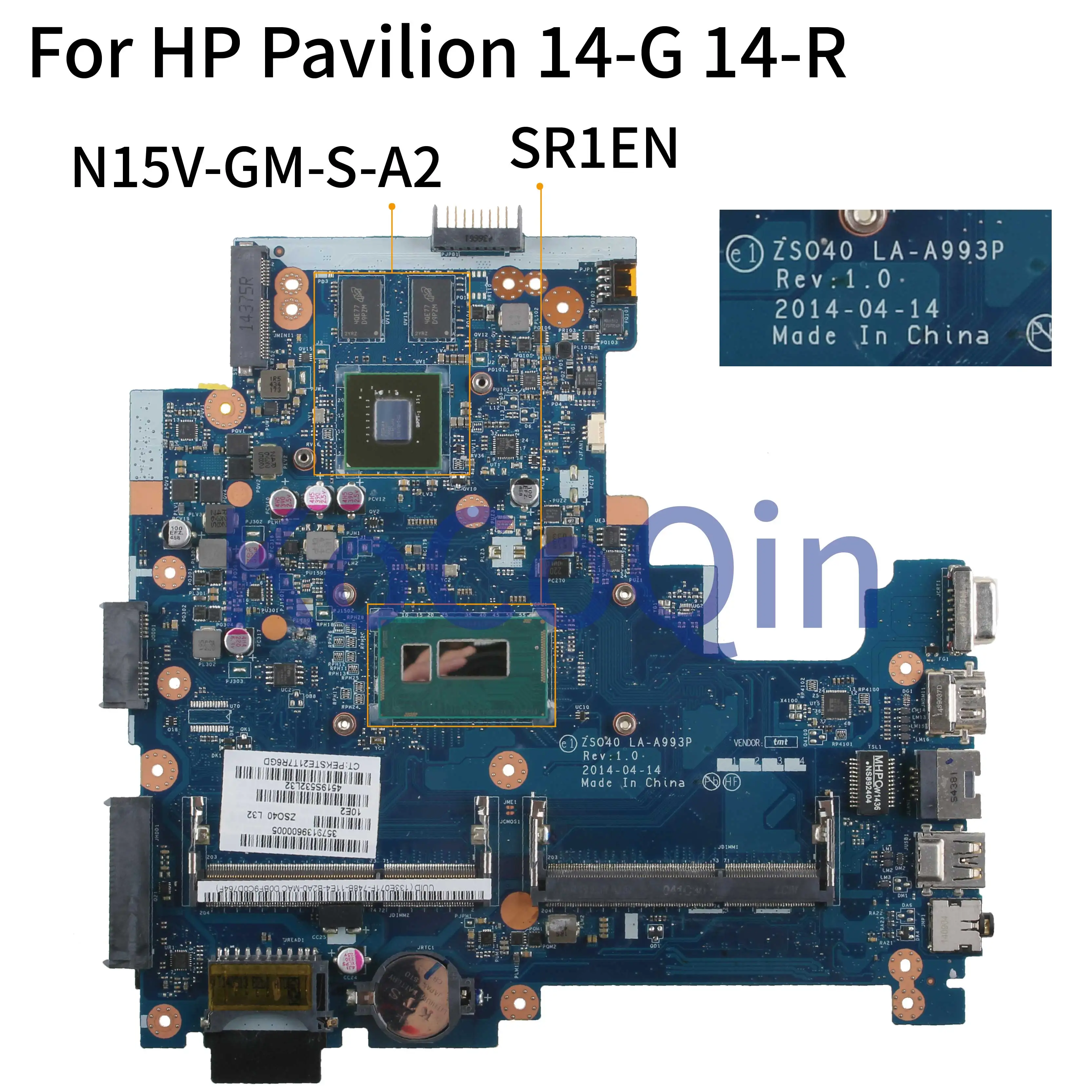 lower price  KoCoQin Laptop motherboard For HP Pavilion 14-G 14-R Core I3 SR1EN N15V-GM-S-A2 Mainboard 779960-00