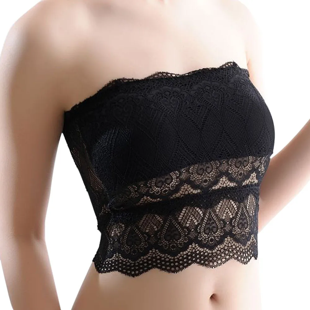 HOT! Off Shoulder Solid High Quality Elastic Lingerie Femme Bustier Wrap Crop Tops Breast Wrap Bra Lingerie Bandeau Two Color