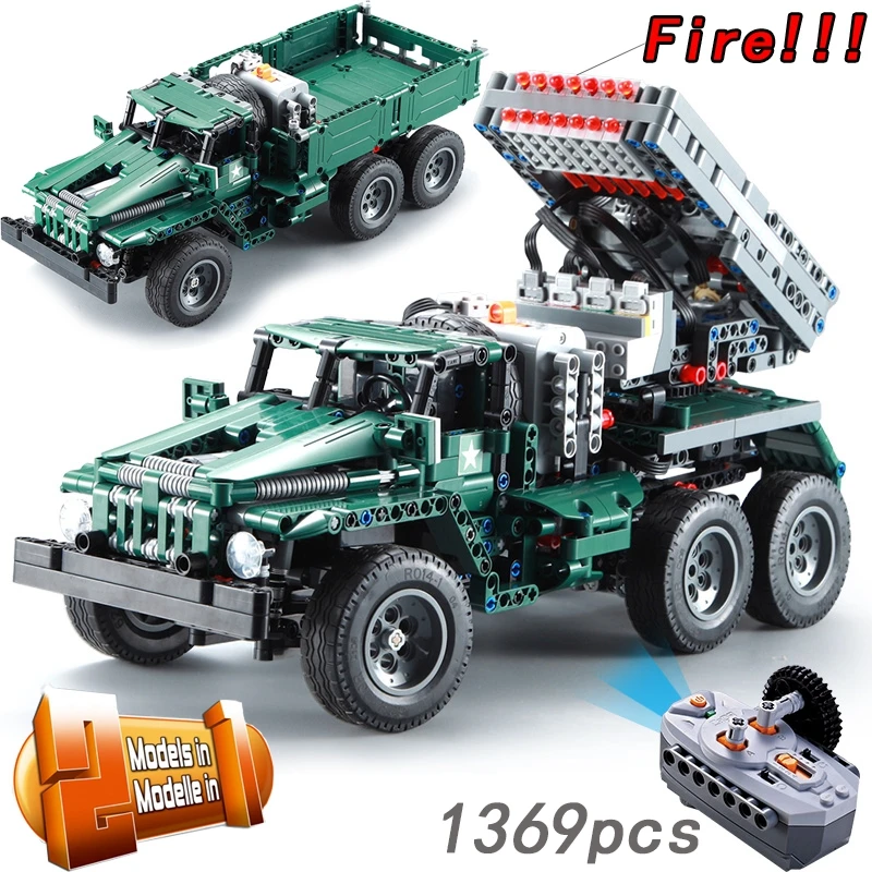 

CADA RC Rocket Launcher Truck Car 2in1 Legoing Creator Technic Military 1369pcs Power Funcation MOC Building Blocks Bricks Toy