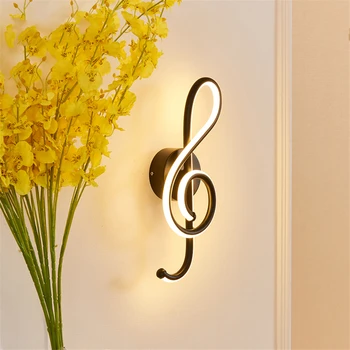 

Designer Wall Lamps Modern Led Music Symbol Wall Lights Bedroom Bedside Corridor Living Room Lighting Decoration Sconce Lighting