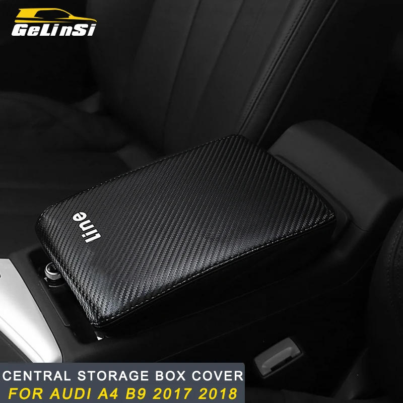 

Gelinsi For Audi A4 B9 2017 2018 Car leather central storage box cover sticker cover
