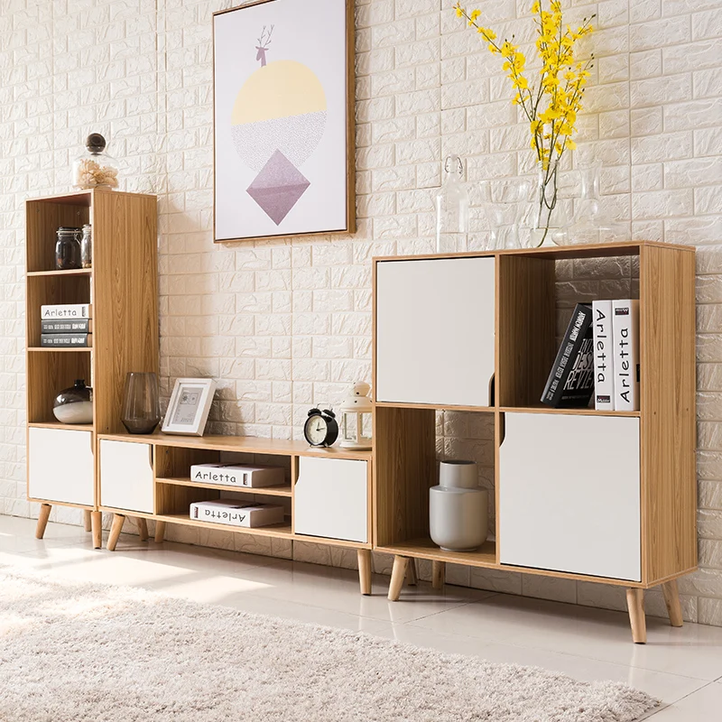 

4 in 1 Living room wooden TV cabinet Solid Wood Storage Cabinet modern Tea table fashion wood grain stretchable Chinese style