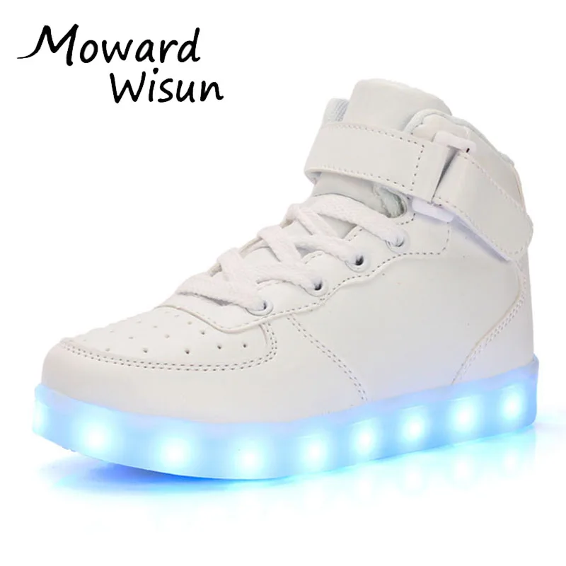 

Spansee Fashion Good Quality Children LED Shoes with Light Up Glowing Luminous Shoes for Kids Boys Girls Baskets LED Slippers 25