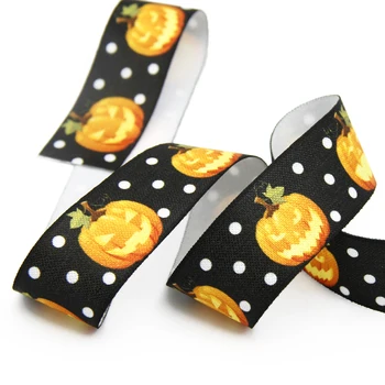

David accessories 1'' Halloween Christmas Pumpkin Santa FOE Elastic ribbon 50 yards,DIY handmade materials,50Yc1488