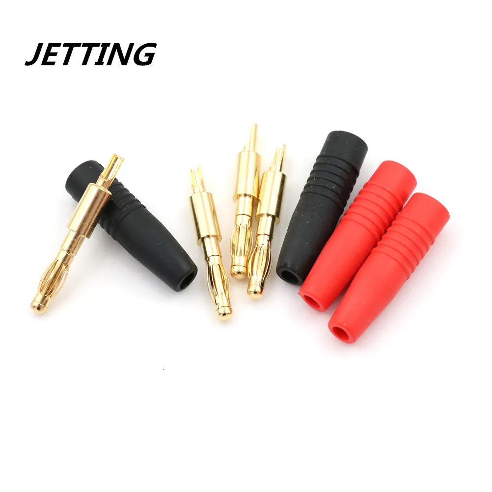 4pcs New 4mm Plugs Gold Plated Musical Speaker Cable Wire Pin Banana Plug Connectors