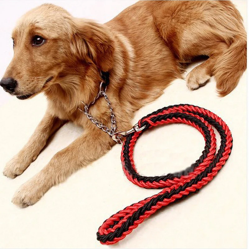 High Quality Pet Dog Collar P chain braided rope Leash Harness Adjustable Collars Leads Pets