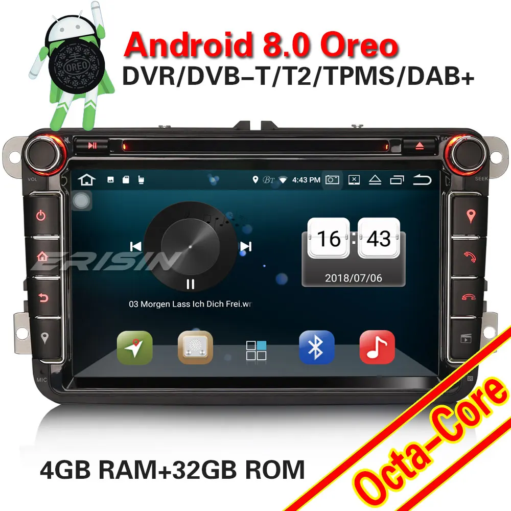 Erisin ES7315V 2 din Android 8 0 Восьмиядерный 4 Гб RAM автомобильный DVD GPS DAB для VW Passat CC Polo GOLF 5 6