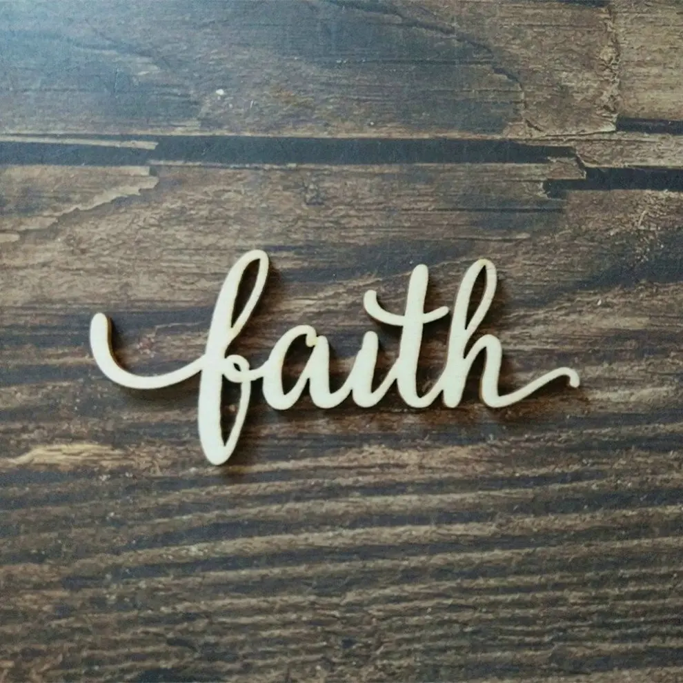 10pcs Script Faith Wood Sign Art Wooden Faith Sign Laser Cut Wedding