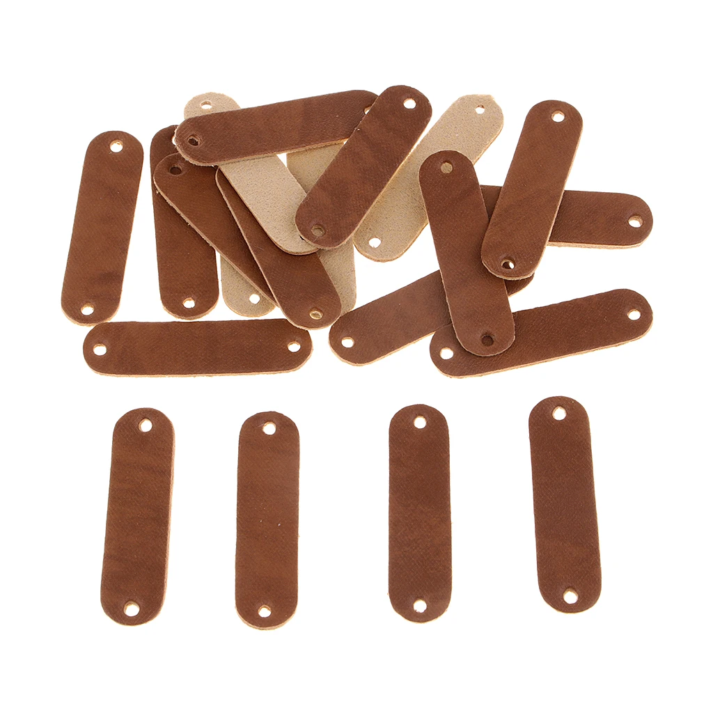 20pcs PU Leather Label Sew on Labels with Holes Engraved Tag Accessories
