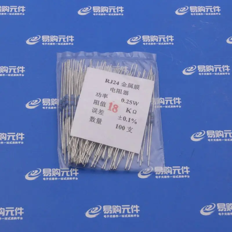 100PCS/LOT New 18K 183 1 / 4W Metal Film Resistors 0.1% Precision Resistors RJ24 Metal film resistance diy 1 4w resistance metal film resistors blue 1200 pcs