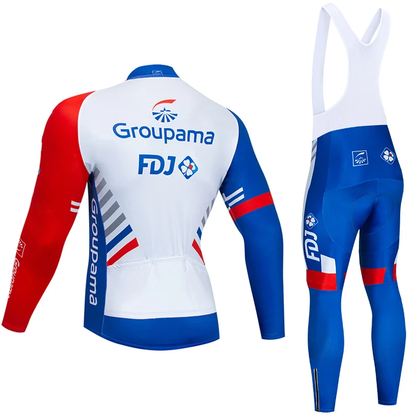 Moxilyn GROUPAMA FDJ Team Cycling Jersey and 9D Bike Long Set Ropa Ciclismo Mens Winter Fleece Warm Cycling Clothing Mens