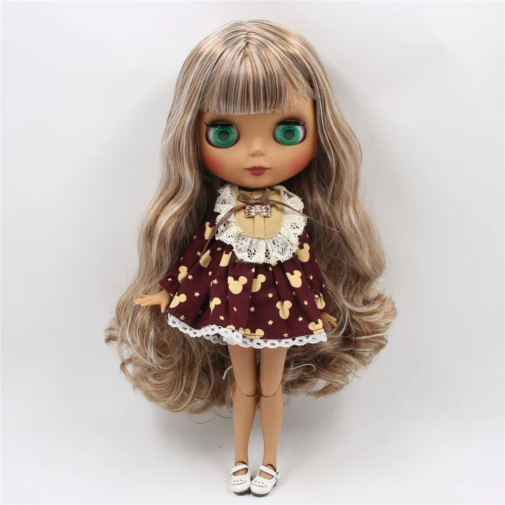 Athena - Premium Custom Neo Blythe Boneca com cabelo multicolorido, pele escura e rosto fofo fosco 1