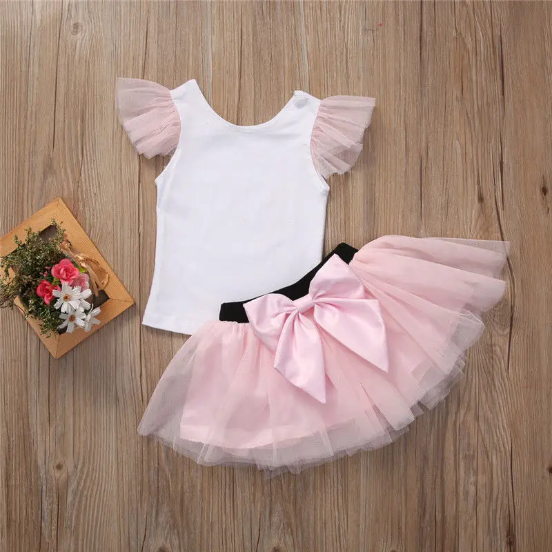 Emmababy Милая футболка + юбка пачка 2 шт. платья для мамы и дочки хлопковая летняя