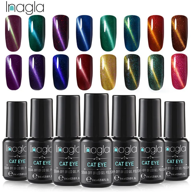 

Inagla 3D Magnetic Nail Polish 8ml Cat Eye Nail Varnish Magnet Nail Lacquer Base Coat Top Coat Needed