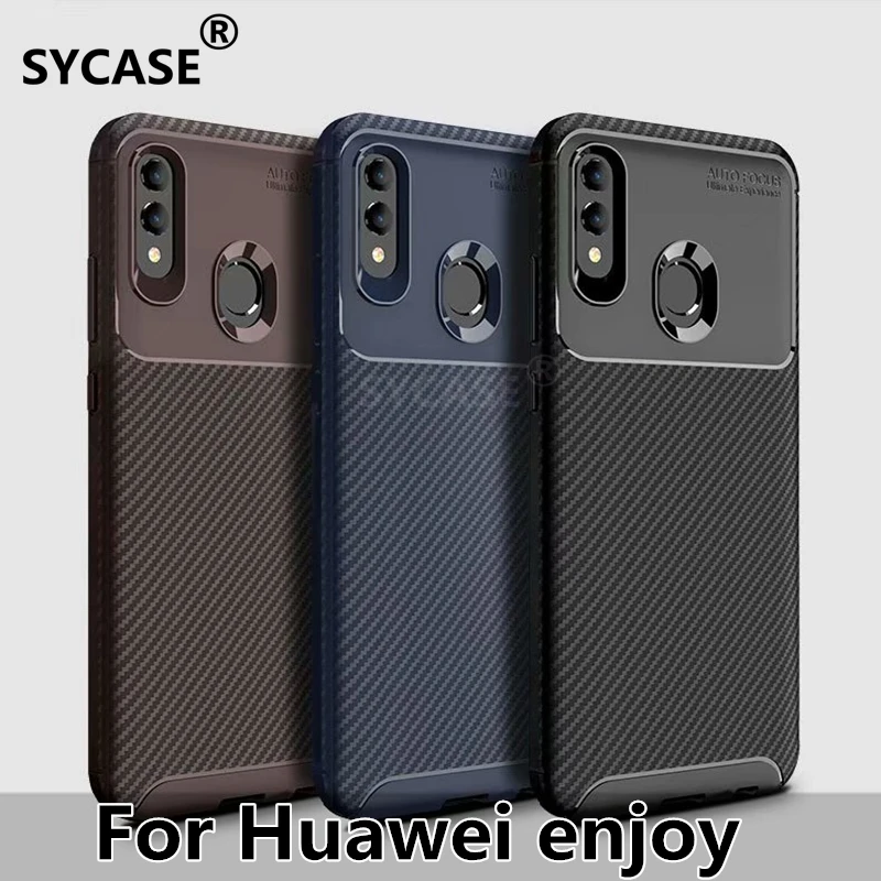 SYCASE Slim Carbon fiber stereo Business soft shell For Huawei enjoy 8e Lite Enjoy Max 9Plus Case All inclusive Anti-drop Cover |