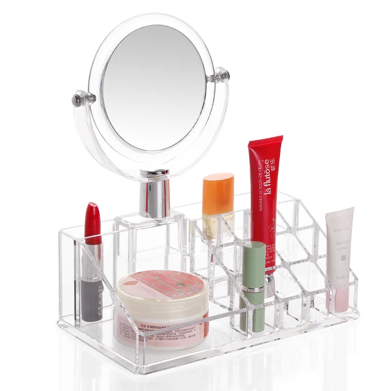 Atistic 16 grids 3 Drawers Crystal Cosmetic Organizer Makeup Jewelry Lipstick Brush Insert Holder Box With Mirror Storage Case (5)