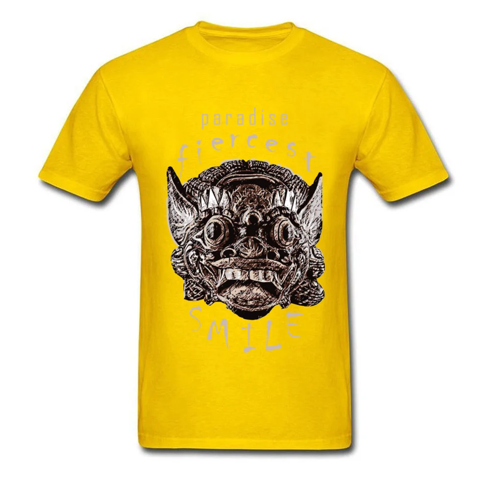 Europe Short Sleeve Tops Shirts Summer/Autumn Round Collar Cotton Men's Tshirts Paradise Smile I Europe Tops & Tees Fitted Paradise Smile I yellow