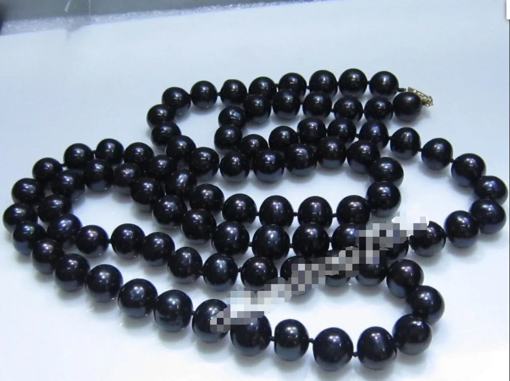 

Free Shipping >>>>> BEAUTIFUL 18" 9-10 MM AAA TAHITIAN BLACK PEARL NECKLACE 14K GOLD CLASP