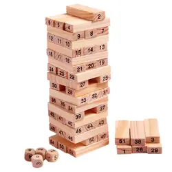 Деревянная Башня деревянные блоки игрушка Domino 54 шт укладчик экстракт здания обучающая игра Дженга подарок для игры 4 шт. кости