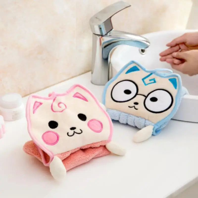 

Kitchen bathroom cute soft towel strong absorbent dish towel dishcloth cartoon kitten hand towel