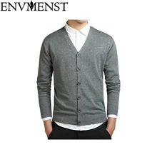 Мужской свитер Env st, новинка, мужской кардиган с длинным рукавом, мужские свитера с v-образным вырезом, свободный однотонный вязаный свитер на пуговицах, Повседневный свитер, пальто