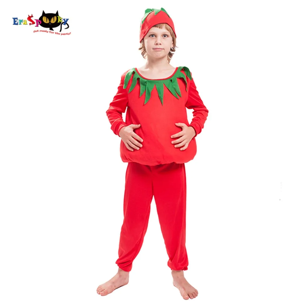 

2018 Eraspooky Children Halloween Costume Boys Christmas Costume for kids Girls Red Funny Vegetables Tomato Cosplay Fancy Dress
