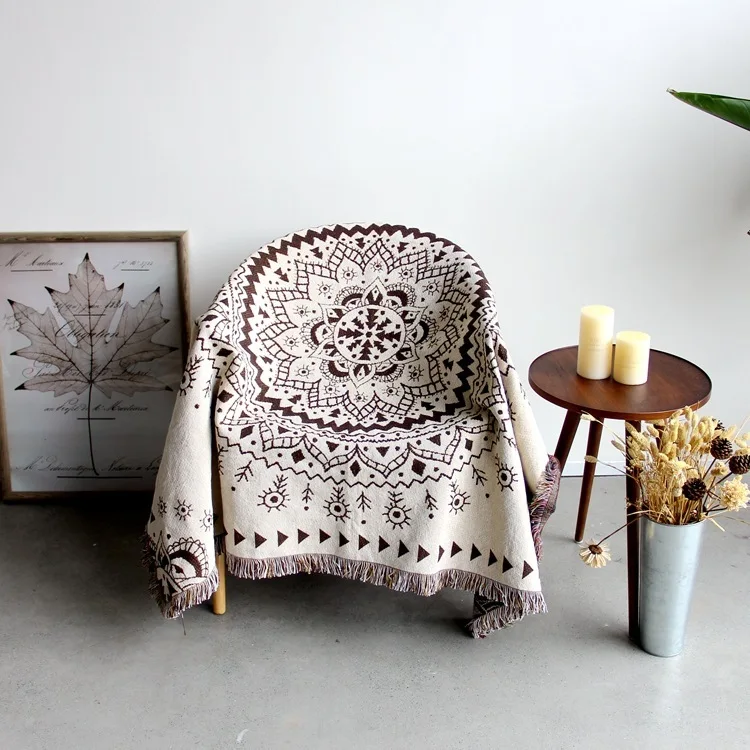 

Bohemian Sofa Throw Blanket Mandala Chair Sofa Cover Towel Boho Carpet Cotton Travel Plaids Cover Bedding Tapestry Home Decor